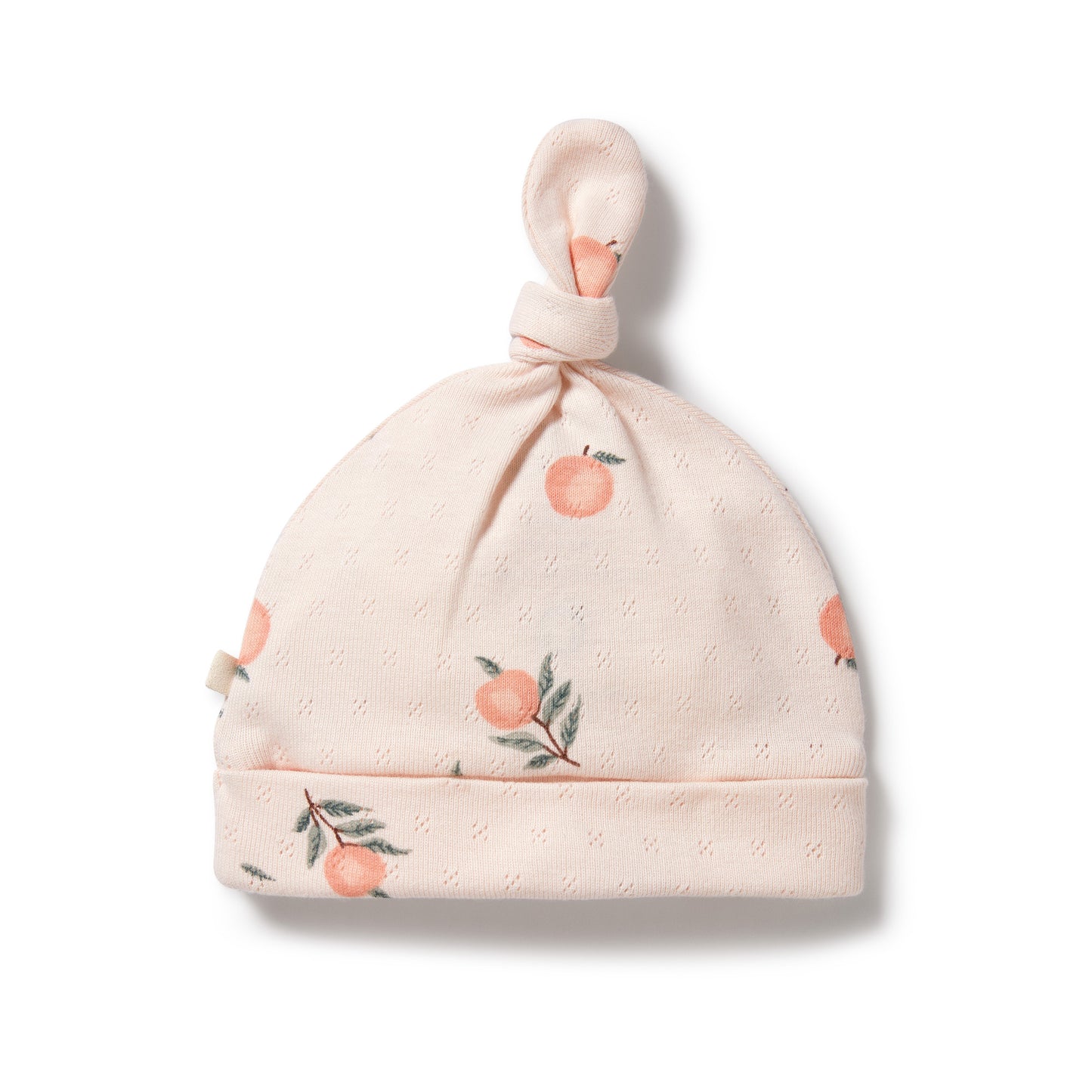 WF Organic Pointelle Knot Hat - Peaches