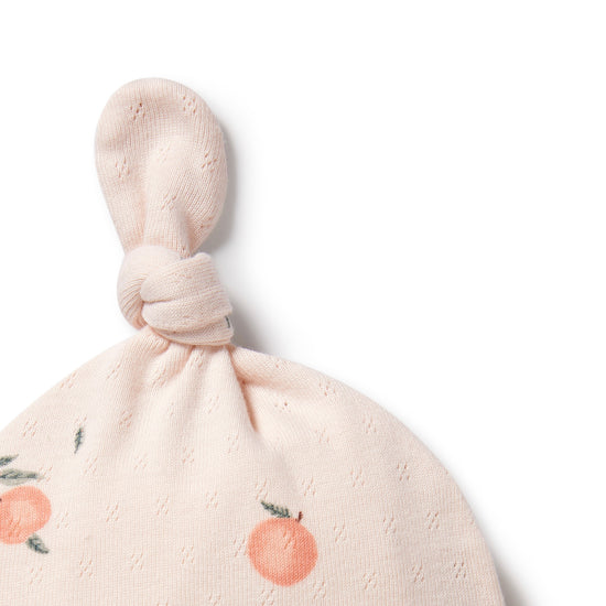 WF Organic Pointelle Knot Hat - Peaches