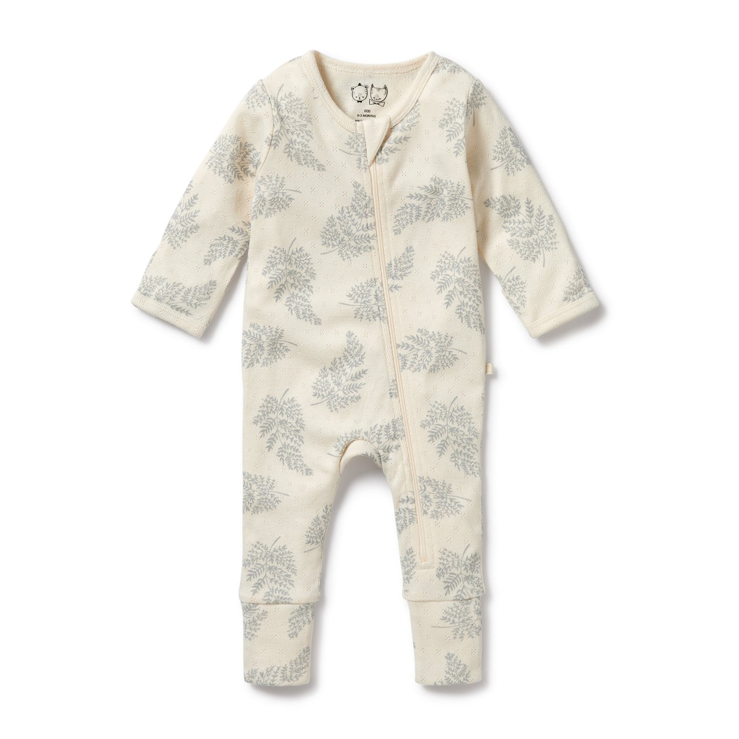 WF Organic Pointelle Zipsuit with Feet - Forever Ferns