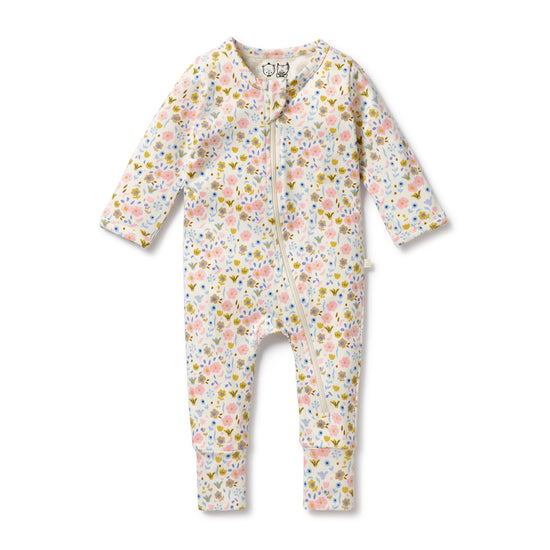 WF Organic Zipsuit with Feet - Ava Floral