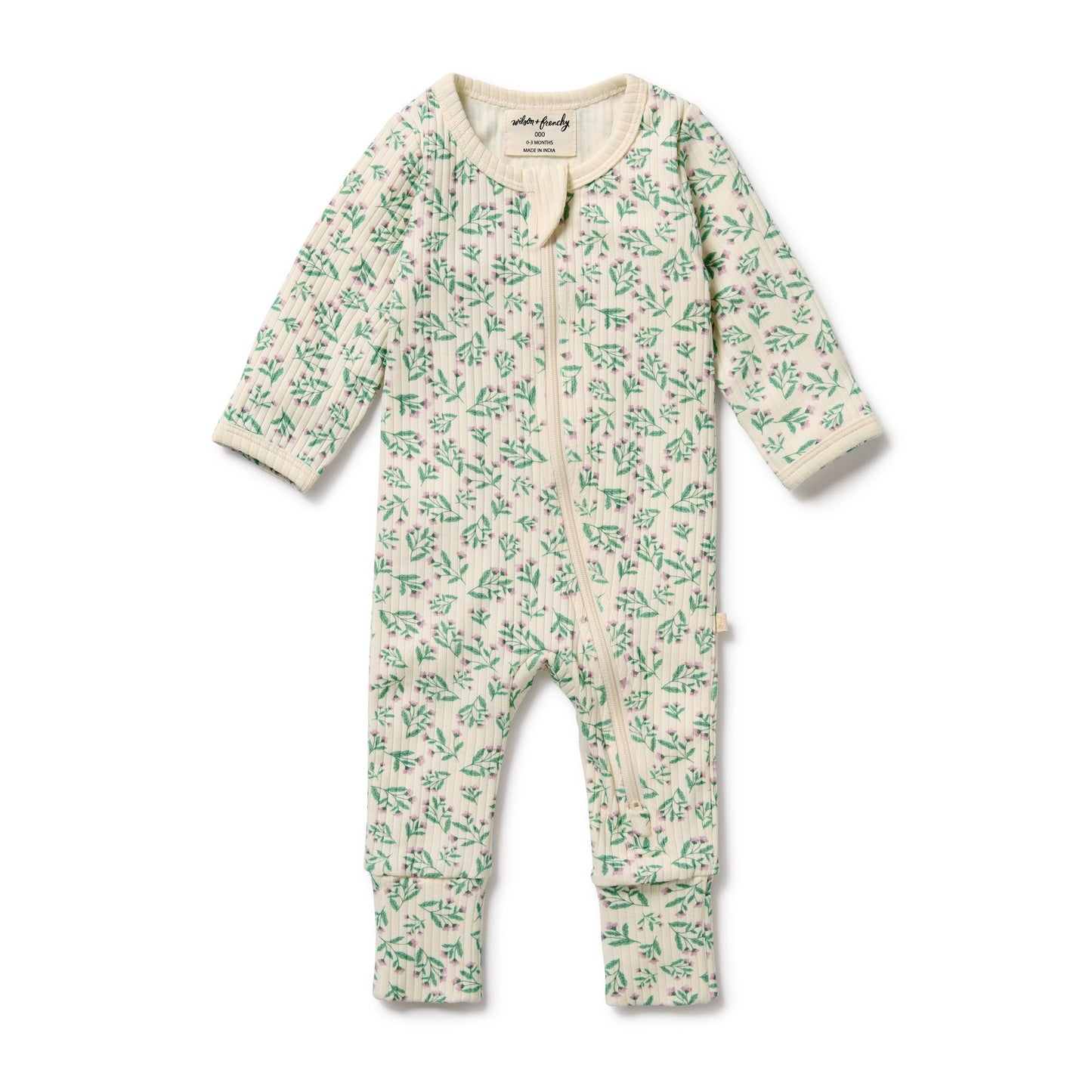 W&F Periwinkle Organic Zipsuit with Feet