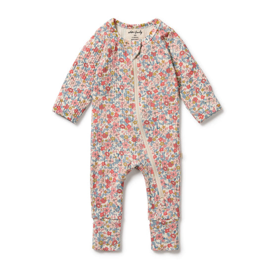 W&F Summer Bloom Organic Zipsuit with Feet