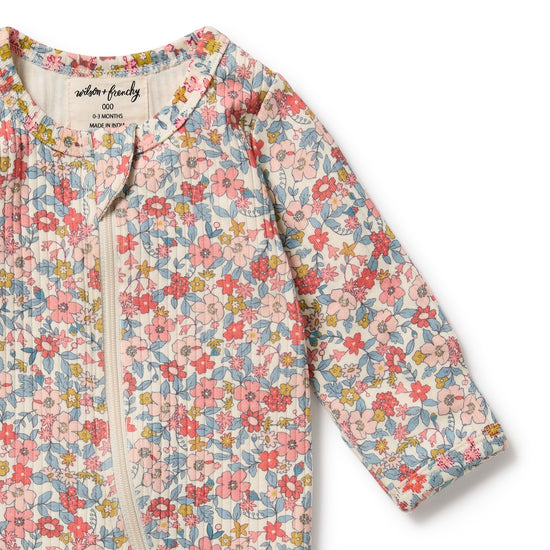 W&F Summer Bloom Organic Zipsuit with Feet