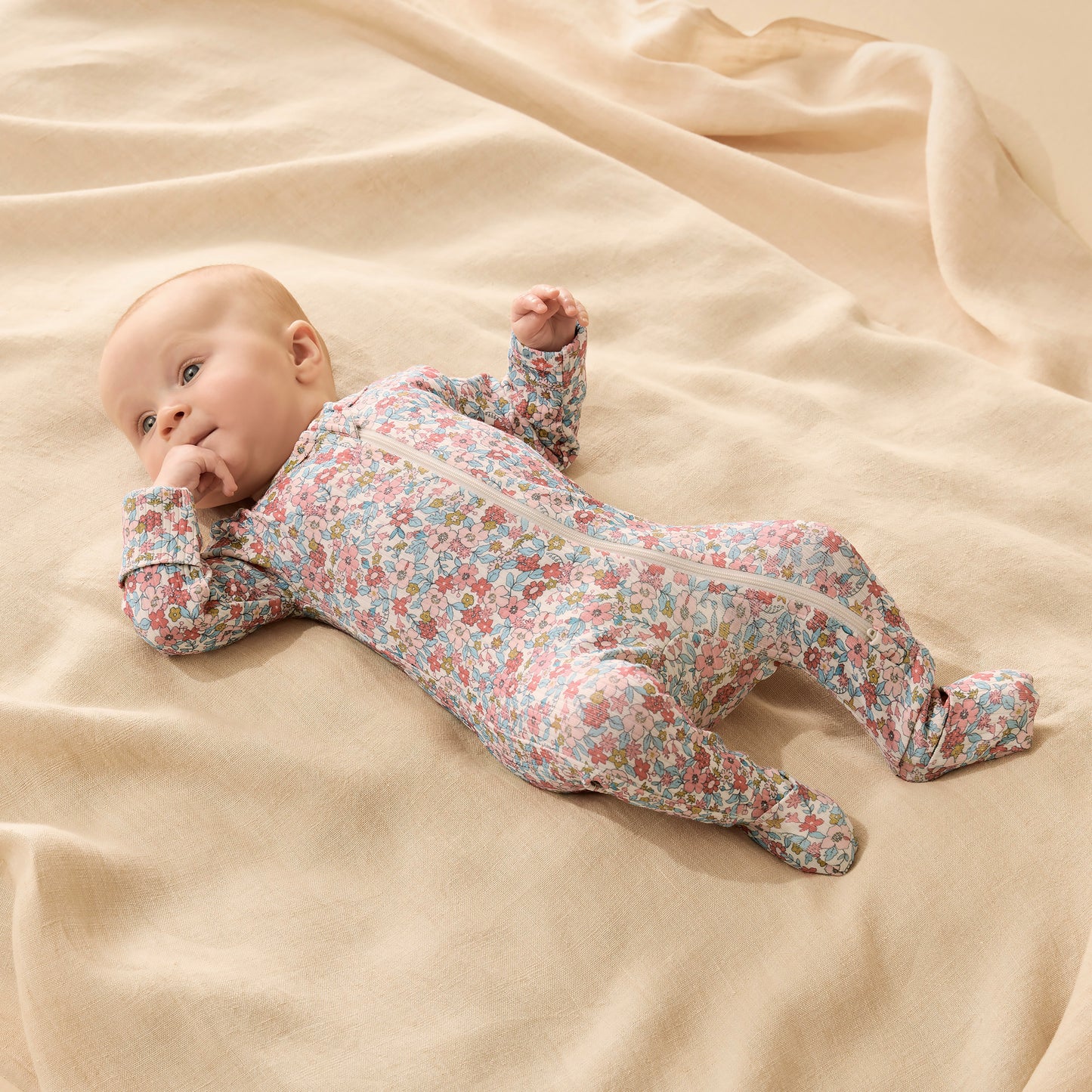 W&F Summer Bloom Organic Zipsuit with Feet