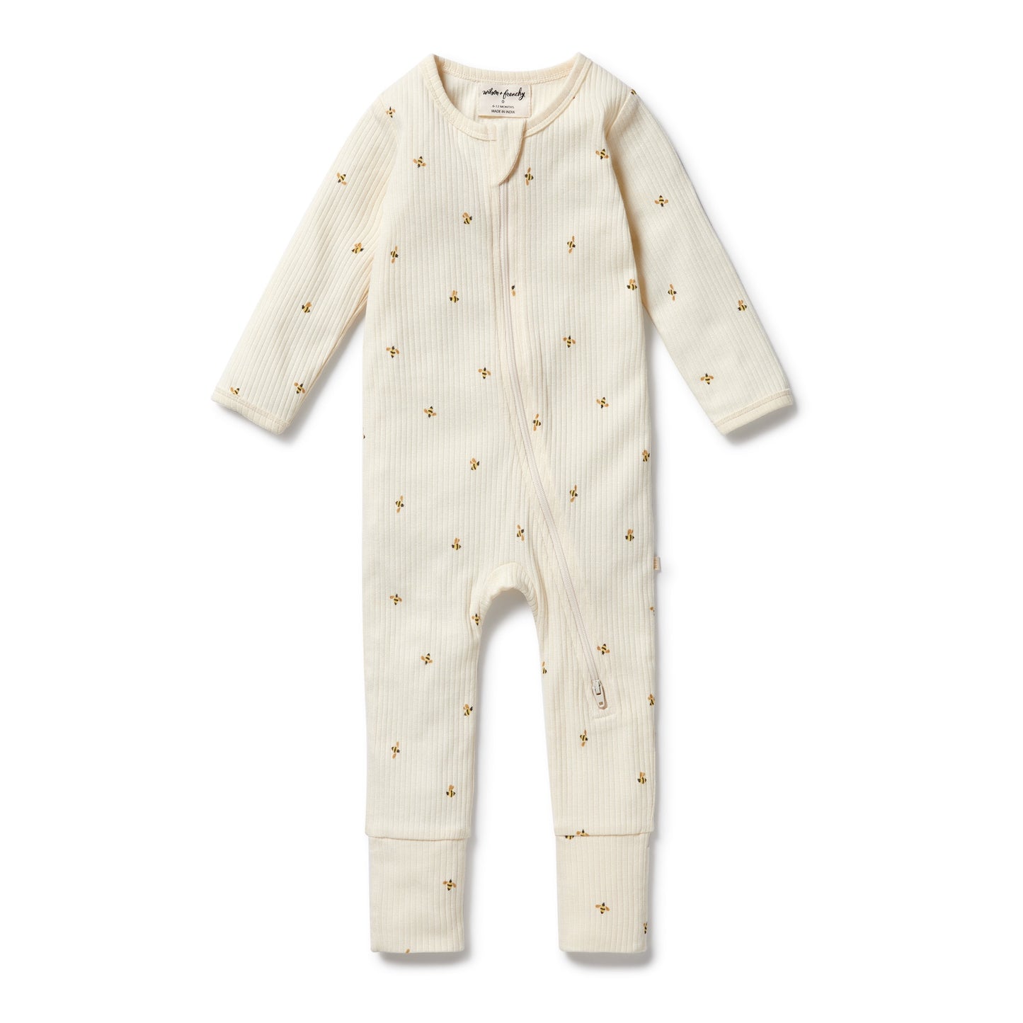 W&F Bee Mine Organic Zipsuit with Feet