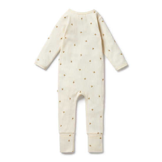 W&F Bee Mine Organic Zipsuit with Feet