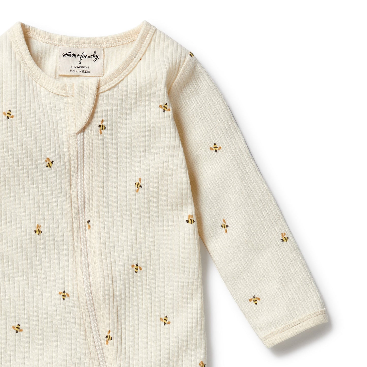 W&F Bee Mine Organic Zipsuit with Feet