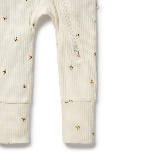 W&F Bee Mine Organic Zipsuit with Feet