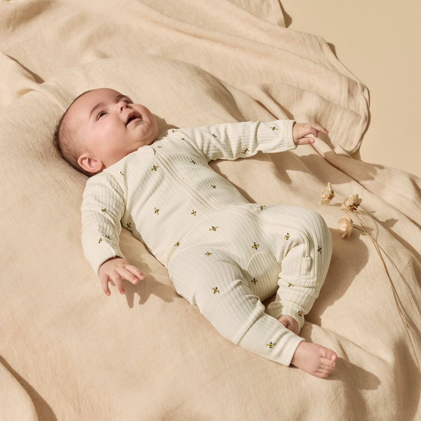 W&F Bee Mine Organic Zipsuit with Feet