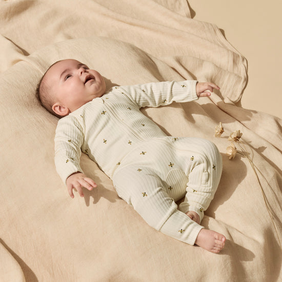W&F Bee Mine Organic Zipsuit with Feet