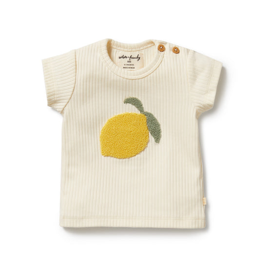 W&F Lemon Leaf Embroidered Organic Tee