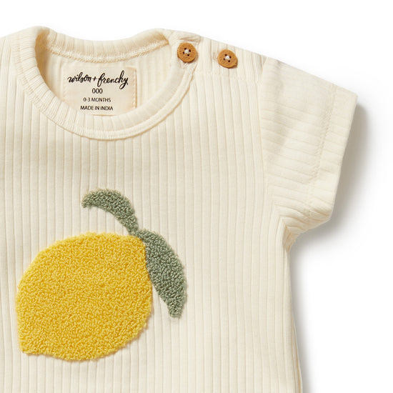 W&F Lemon Leaf Embroidered Organic Tee