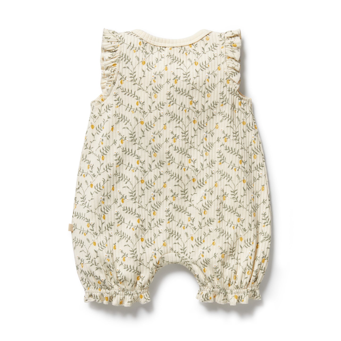 W&F Lemon Leaf Organic Ruffle Zipsuit
