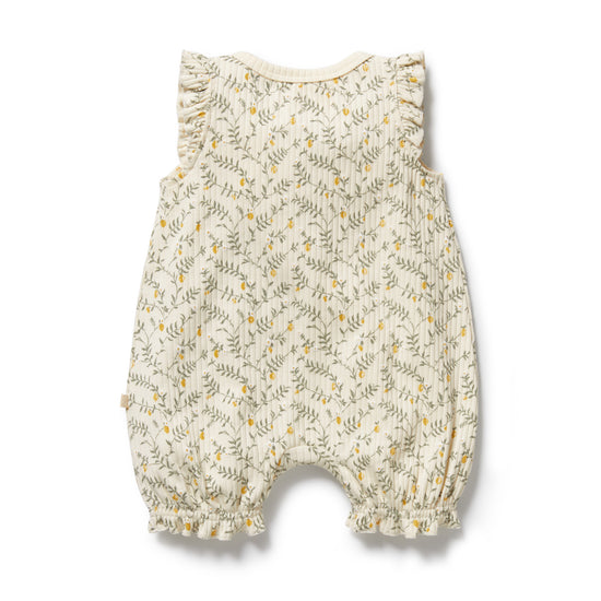 W&F Lemon Leaf Organic Ruffle Zipsuit