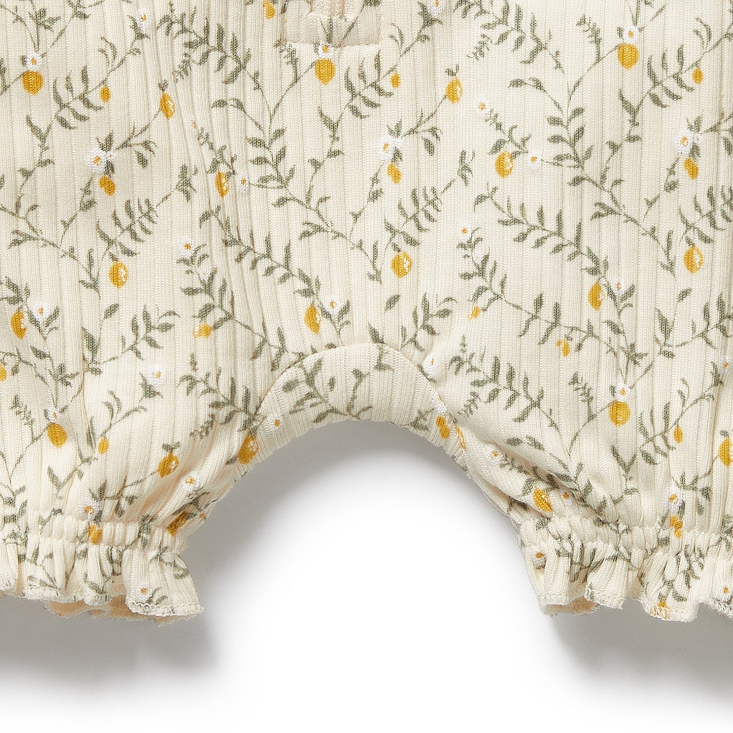 W&F Lemon Leaf Organic Ruffle Zipsuit