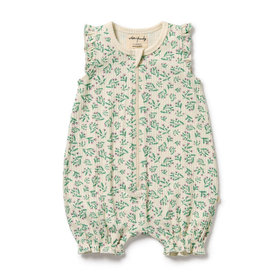 W&F Periwinkle Organic Ruffle Zipsuit