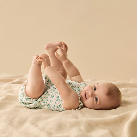 W&F Periwinkle Organic Ruffle Zipsuit