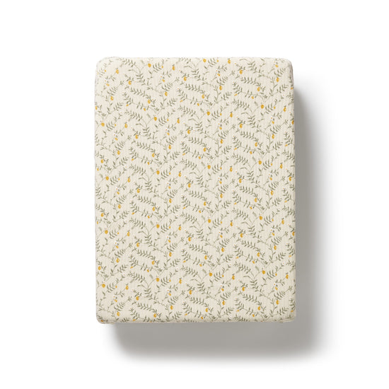 W&F Lemon Leaf Organic Bassinet Sheet