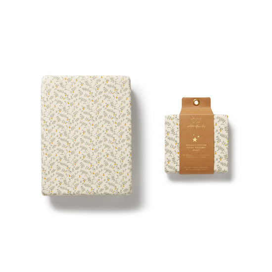 W&F Lemon Leaf Organic Bassinet Sheet