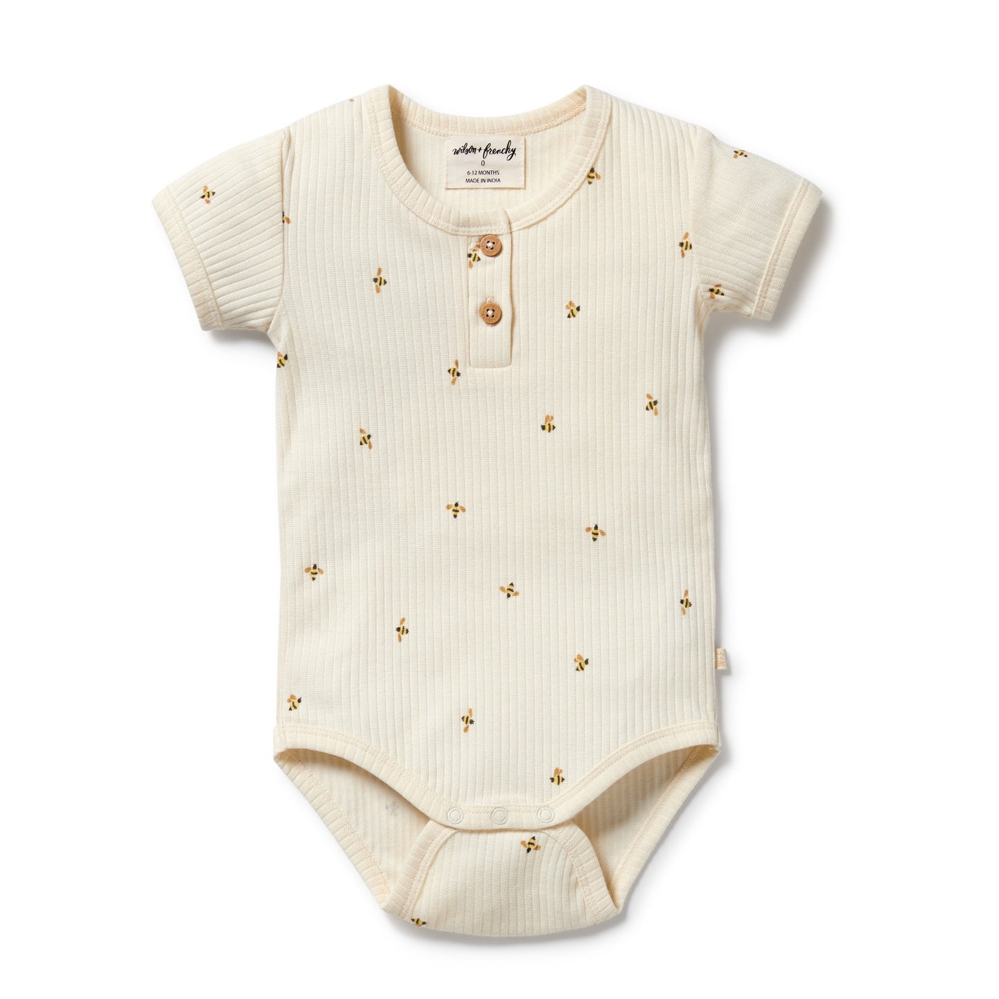 W&F Bee Mine Organic Henley Bodysuit