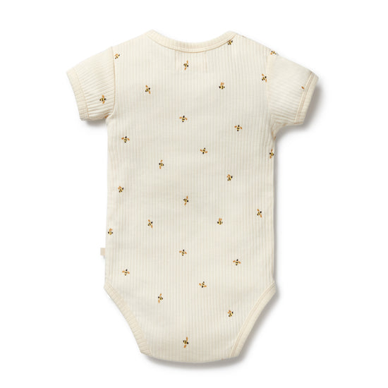 W&F Bee Mine Organic Henley Bodysuit