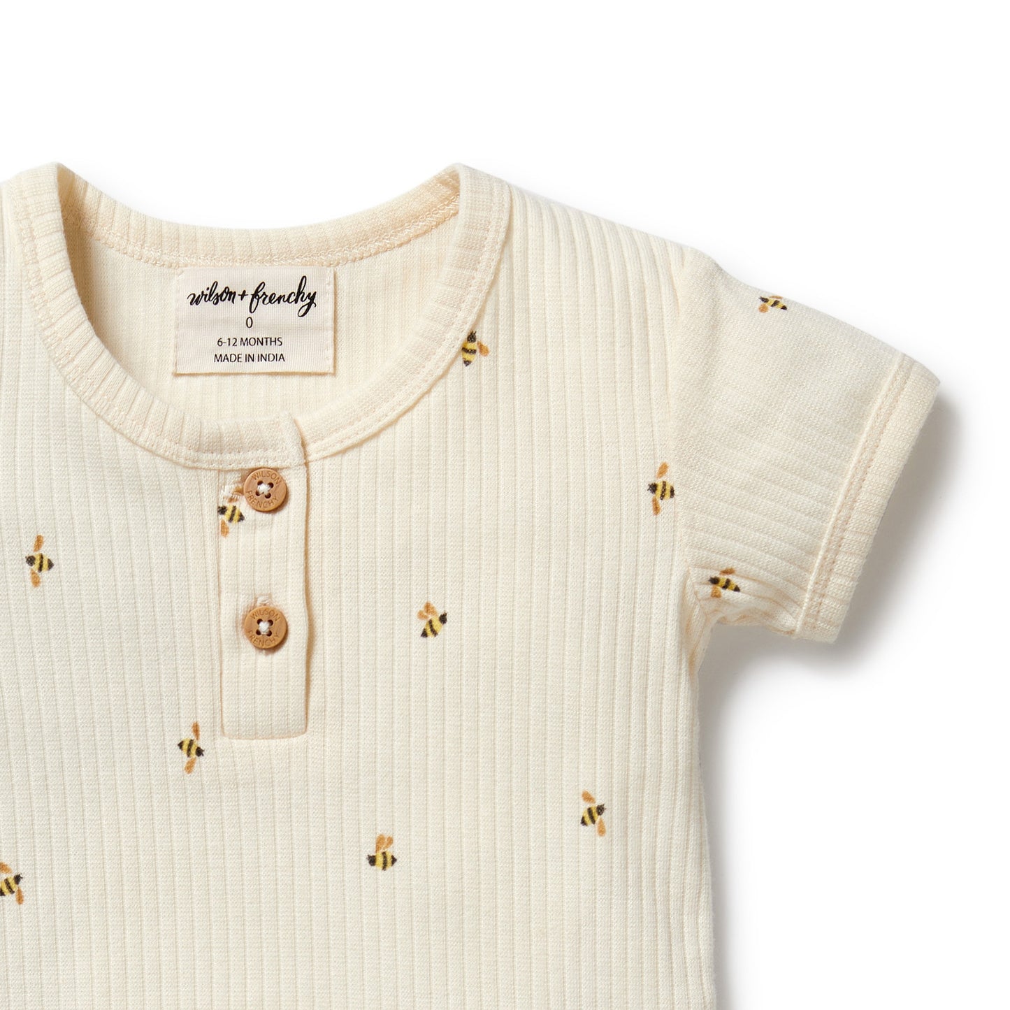 W&F Bee Mine Organic Henley Bodysuit