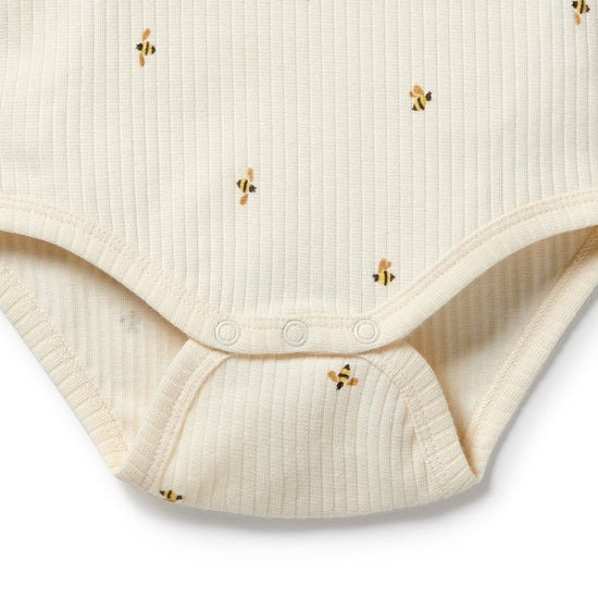 W&F Bee Mine Organic Henley Bodysuit