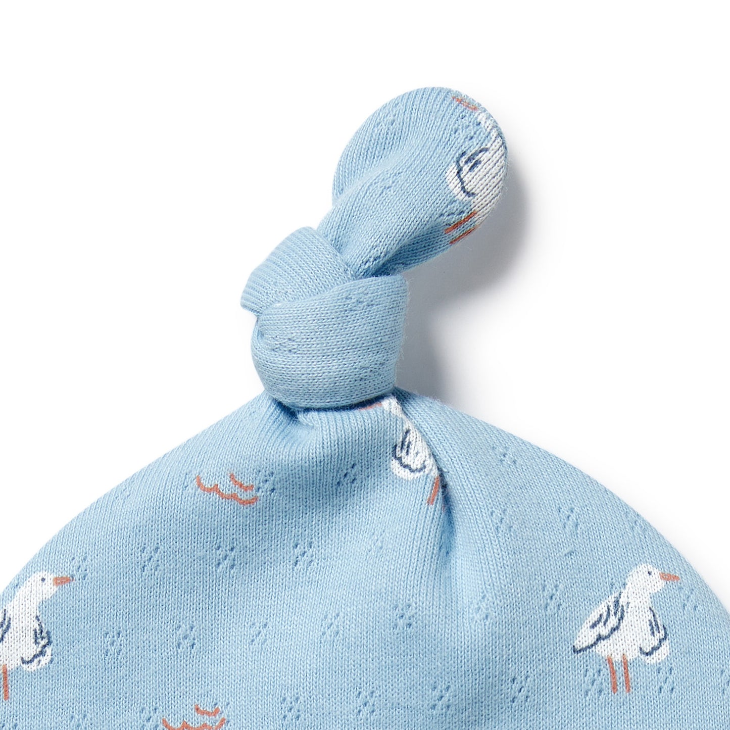 W&F Sunny Seagulls Organic Pointelle Knot Hat