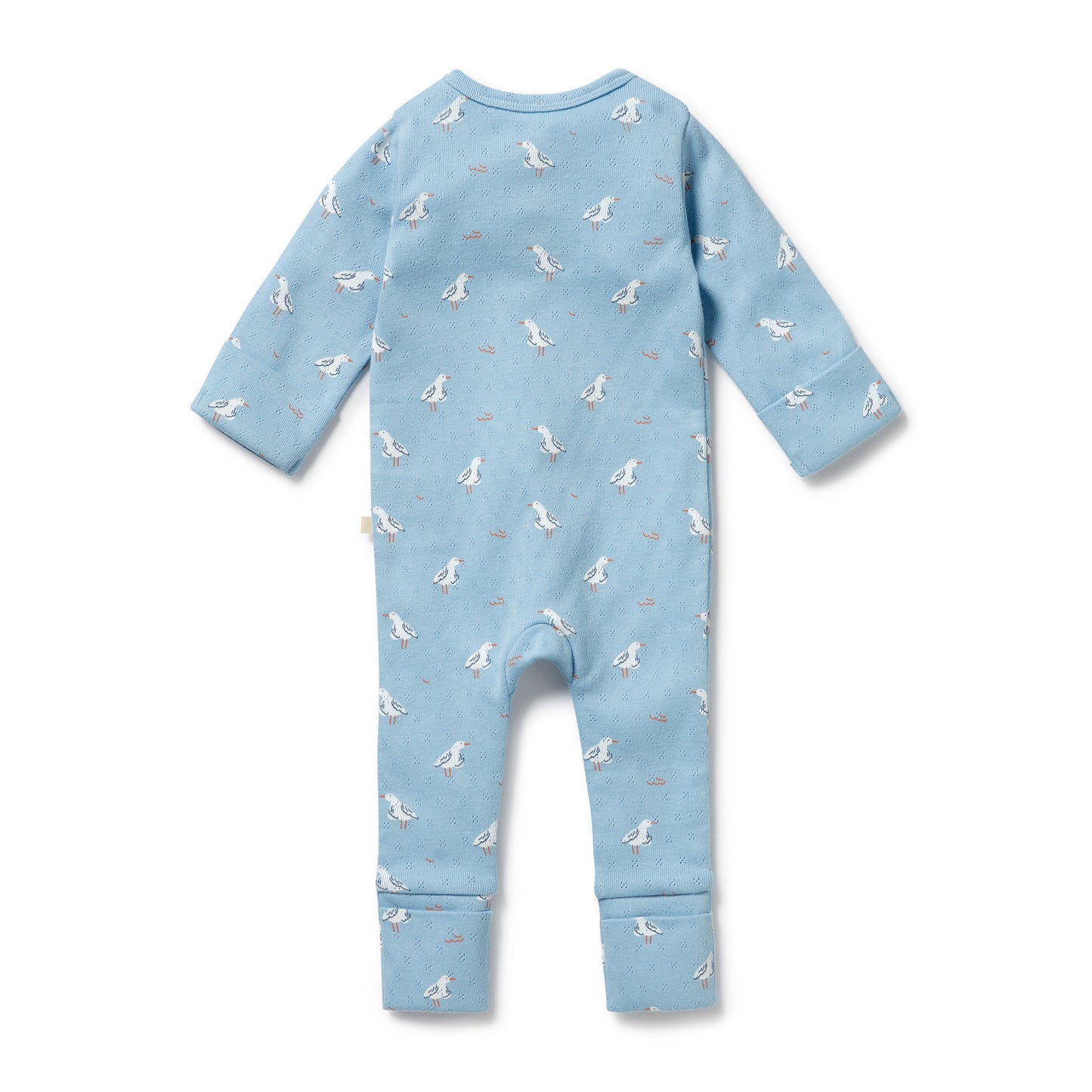 W&F Sunny Seagulls Organic Pointelle Zipsuit with Feet