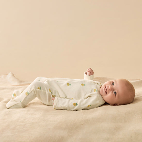 W&F Piney Pals Organic Pointelle Zipsuit with Feet