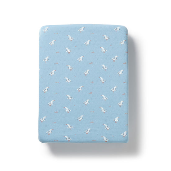 W&F Sunny Seagulls Organic Pointelle Bassinet Sheet