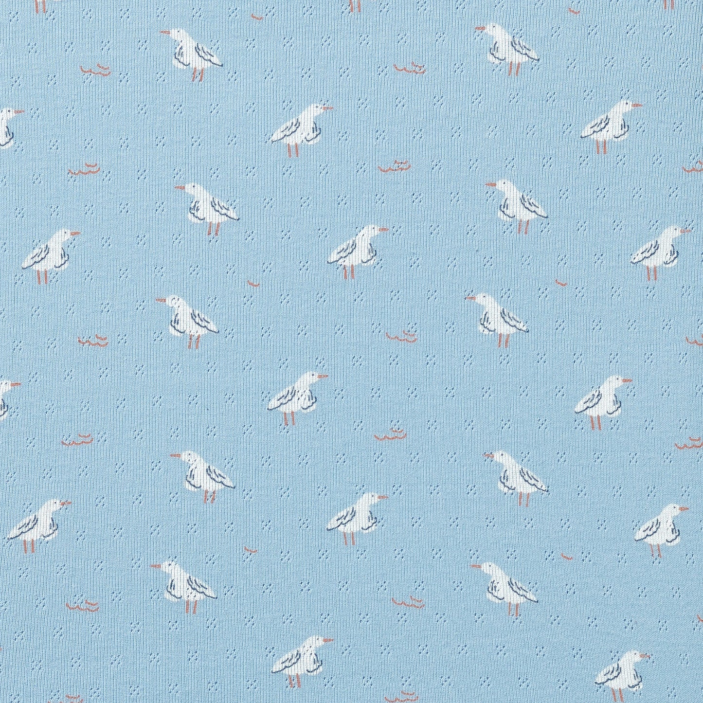 W&F Sunny Seagulls Organic Pointelle Cot Sheet