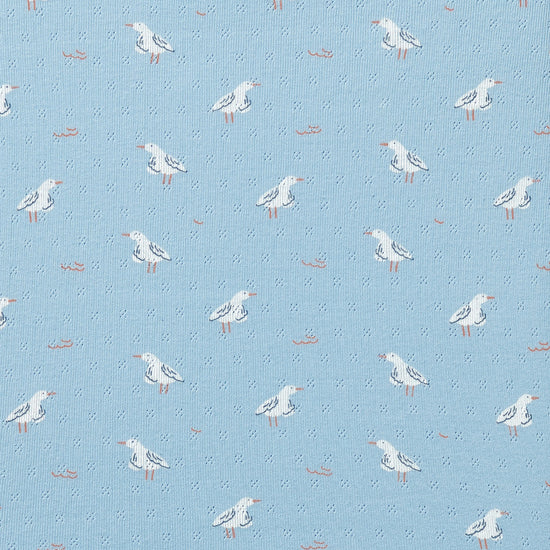 W&F Sunny Seagulls Organic Pointelle Cot Sheet