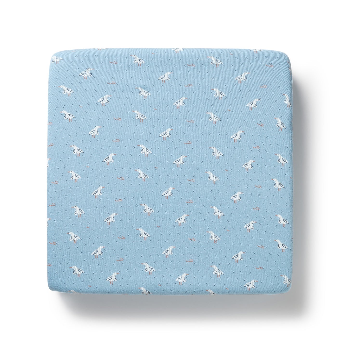 W&F Sunny Seagulls Organic Pointelle Cot Sheet