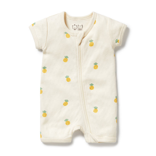 W&F Piney Pals Organic Pointelle Boyleg Zipsuit