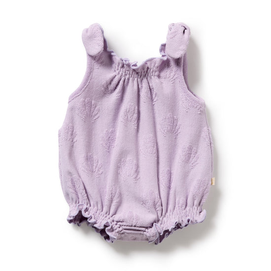 W&F Lavender Shells Organic Terry Tie Playsuit