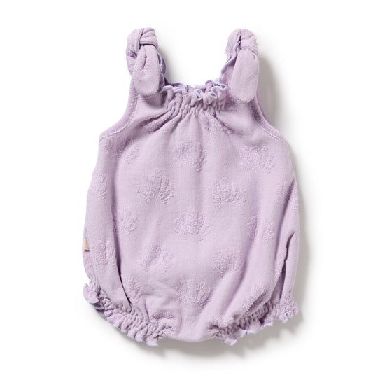 W&F Lavender Shells Organic Terry Tie Playsuit