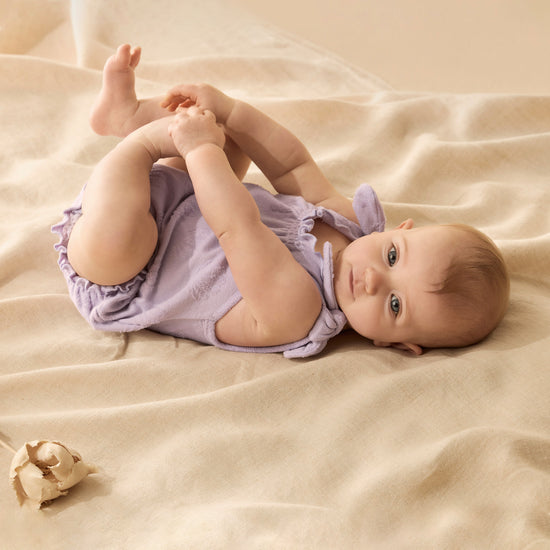 W&F Lavender Shells Organic Terry Tie Playsuit