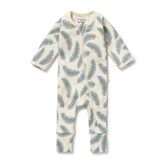 W&F Little Fronds Organic Zipsuit with Feet