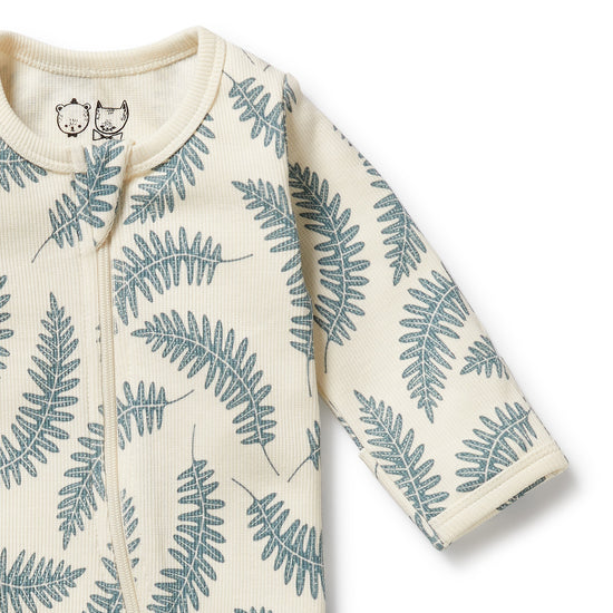 W&F Little Fronds Organic Zipsuit with Feet