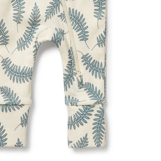 W&F Little Fronds Organic Zipsuit with Feet