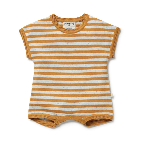 W&F Golden Wave Stripe Organic Knitted Growsuit