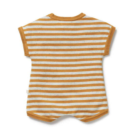 W&F Golden Wave Stripe Organic Knitted Growsuit