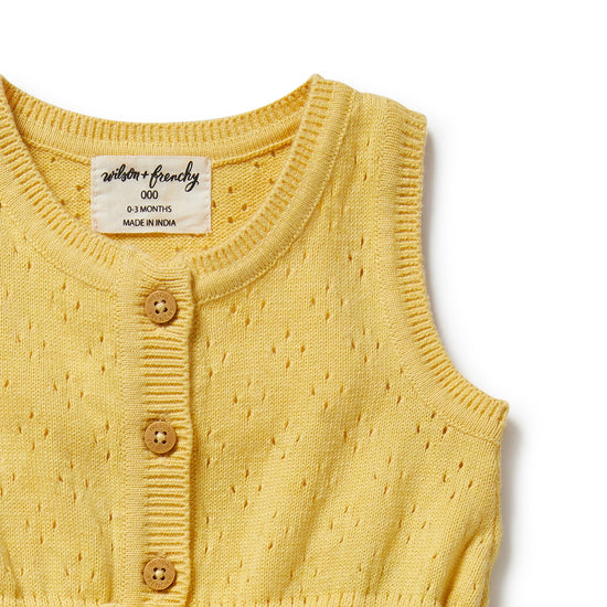 W&F Sunny Sorbet Organic Knitted Tie Bodysuit