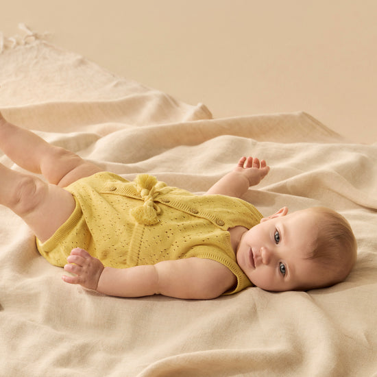 W&F Sunny Sorbet Organic Knitted Tie Bodysuit