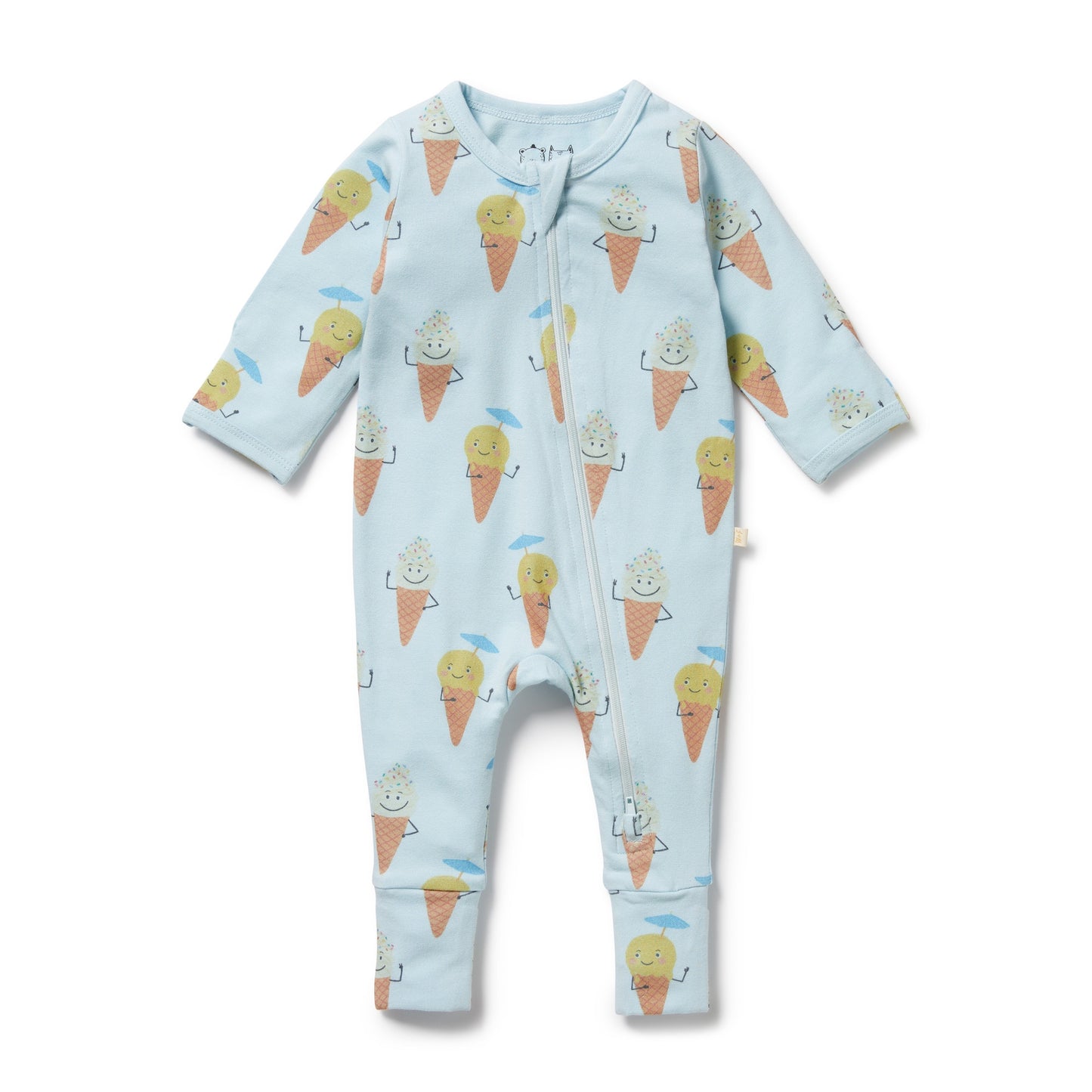 W&F Frosty Friends Organic Zipsuit with Feet