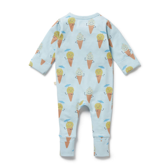 W&F Frosty Friends Organic Zipsuit with Feet
