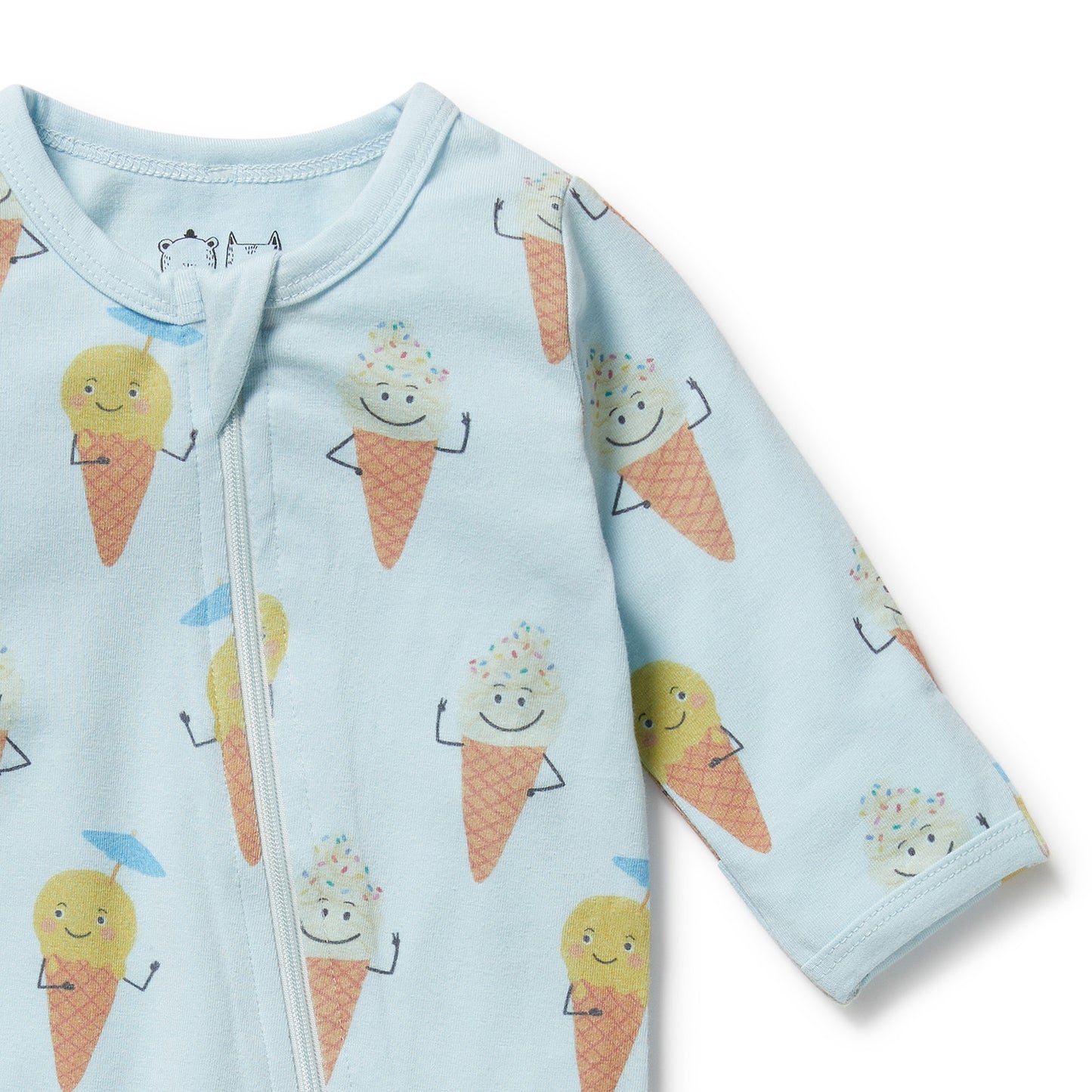 W&F Frosty Friends Organic Zipsuit with Feet