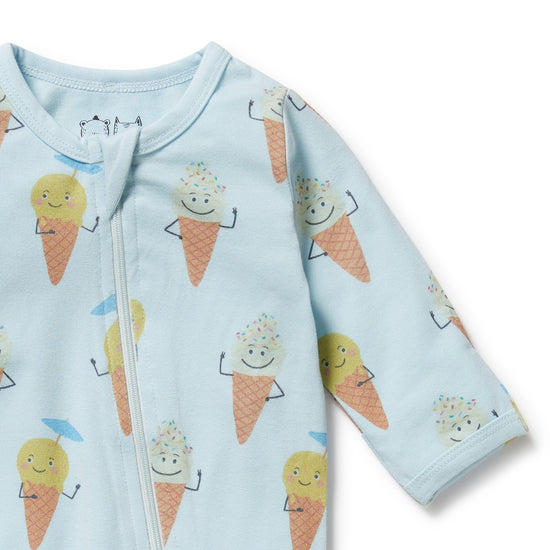 W&F Frosty Friends Organic Zipsuit with Feet