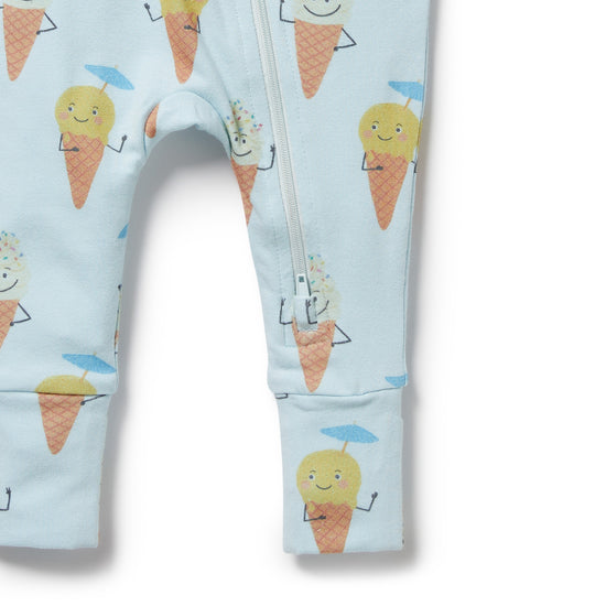 W&F Frosty Friends Organic Zipsuit with Feet
